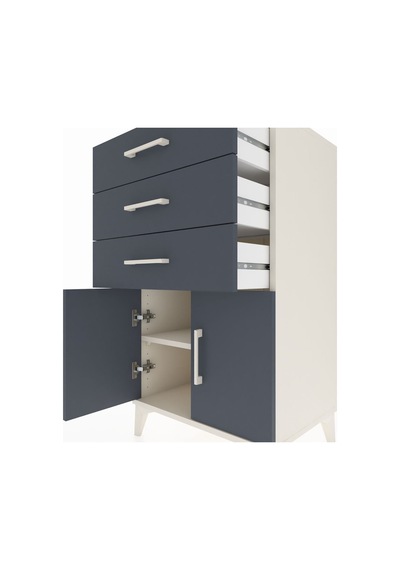 Hyperion Komodin Tek Raflı 3 Çekmeceli 2 Kapaklı 60x44x106 Aytaşı-antrasit Aytası