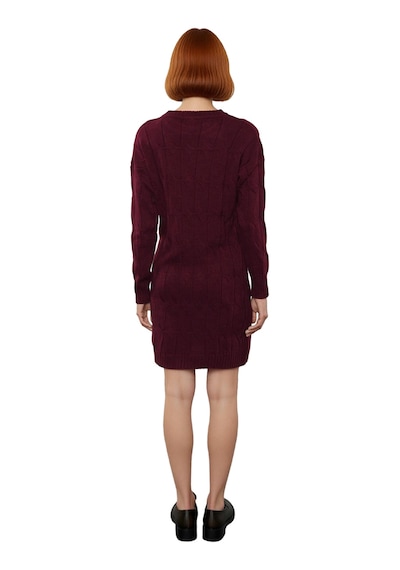 Ersefa Moda Oversize Casual Günlük Çift Plaka Triko Bisiklet Yaka Uzun K Bordo