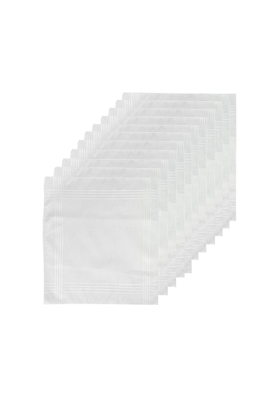 12li Paket Klasik Cep Hediyelik Bayram Mendili %100 Pamuklu 30x30 Cm Beyaz