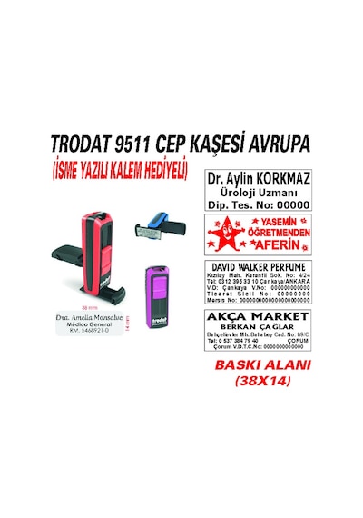 Trodat 9512 Cep - Firma - Ofis - Şirket - Doktor - Avukat Kaşesi N11.24858