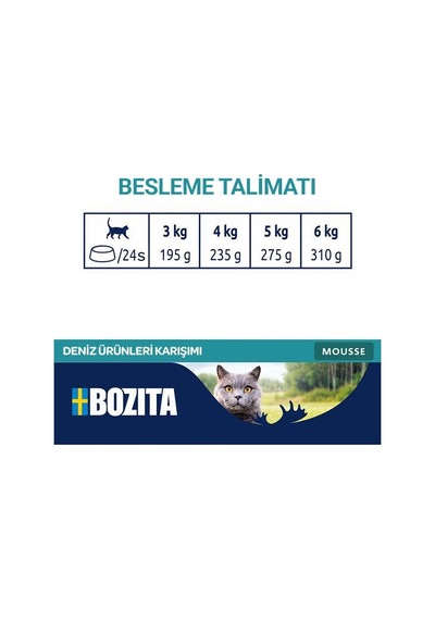 Bozita Okyanus Karışımı Ton Balıklı, Somonlu Ve Mezgitli Tahılsız Kedi Konservesi 12x85 Gr