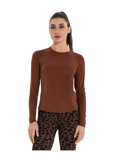 Inguz Uzun Kollu Basic Modal Yoga T-shirt Kahverengi