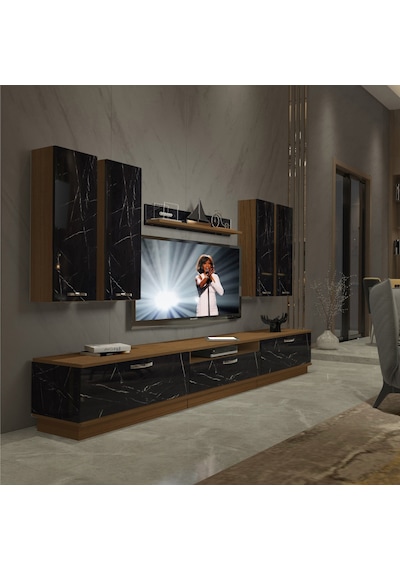 Decoraktiv Trendstyle 8d Mdf Tv Ünitesi Tv Sehpası Ceviz - Siyah Mermer