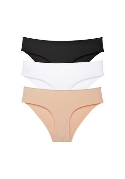 Sensu Kadın Lazer Kesim Düşük Bel Beli Lastikli Slip Külot 3'lü Paket Set Renkli
