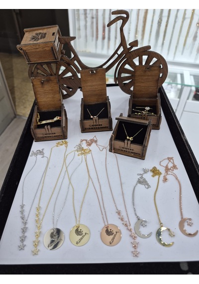 925 Ayar Gümüş Gold Atatürk Silüeti Kolye Ve Küpe Takım Atatürk Altın