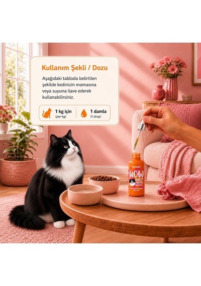 Kedi Tüy Dökülmesi Önleyici Vitamin Damlası, Tüy Dökümü Önleyici, B Complex Biotin Çinko, Kolajen, Balık Ya