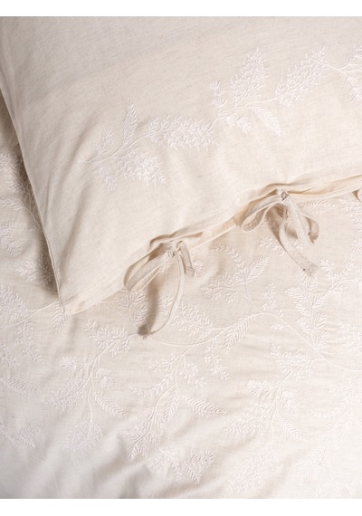 Cotton Box Cotton Keten Çift Kişilik Nevresim Takımı Kivora Bej Bej