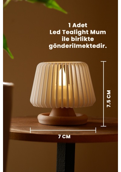 Orion Dekoratif Led Tealight Mumluk Masaüstü Aydınlatma 1 Adet 7x7,5 Cm Ahşap