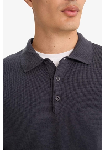 Defacto Standart Fit Polo Yaka Triko Kazak F1523ax25augr308 Gri