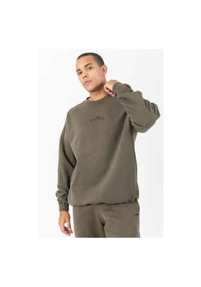 Maraton Sportswear Oversize Erkek Bisiklet Yaka Uzun Kol Basic Açık Haki Sweatshirt 21822-açık Haki Açık Haki