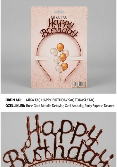 Mika Taç Happy Birthday - Rose Gold Tüm Yaşlar