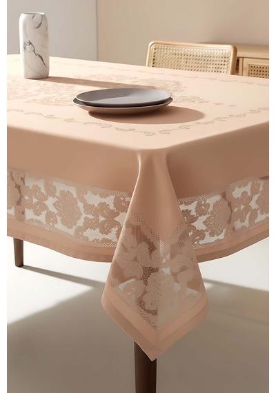 Rivaistanbul Jumbo Jakar Cappuccino Sıvı İtici Leke Tutmaz Masa Örtüsü 160x220 Cm Kahverengi