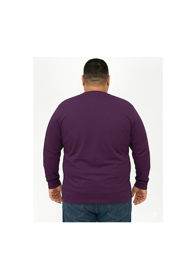 Sngl Tekstil Erkek Büyük Beden Oversize Uzun Kollu T-shirt 3xl 4xl 5xl 6xl 7xl 8xl 9xl Bordo