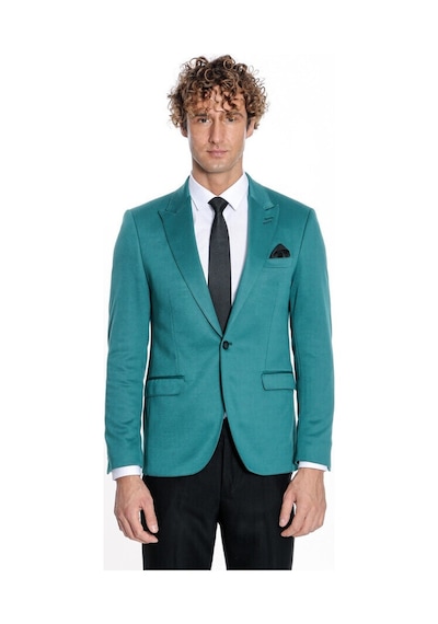 Wessi Pamuk Slim Fit Desensiz Yeşil Erkek Ceket 001