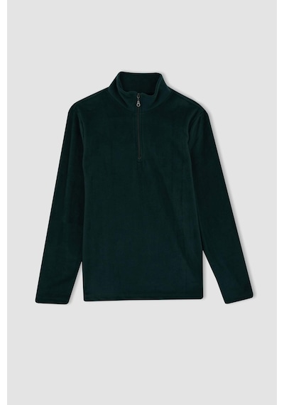 DeFacto Yeşil Tüylenme Yapmayan Soğuk Geçirmez Regular Fit Dik Yaka Fermuarlı Polar Sweatshirt Y3996AZNSGN245