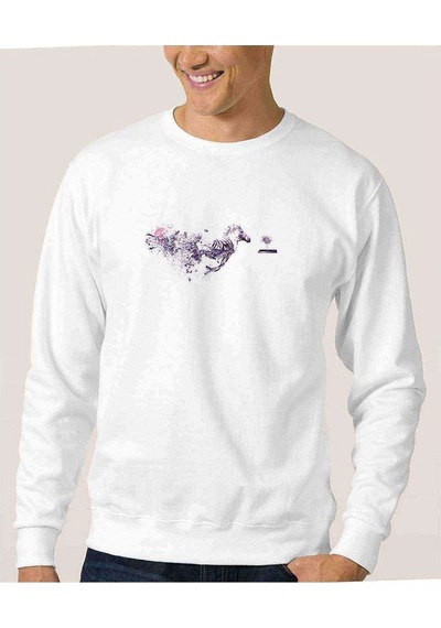 Zebra Metal Rock Music Müzik Baskılı Beyaz Erkek Sweatshirt