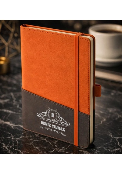 Bk Gift Kişiye Özel Turuncu Termo Deri Defter -15, Kartvizit Bölmeli, Çizgili Ivory Kağıt Kobitmeyencom36140 Bk Gift