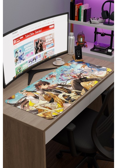 Zhongli Genshin Impact Anime Gacha V3 - 90x40 Xxl Gaming Mouse Pad Fare Altlığı