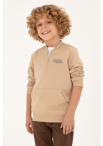 U.S. Polo Assn. Erkek Çocuk Kum Yarım Fermuarlı Sweatshirt 50293774-VR085