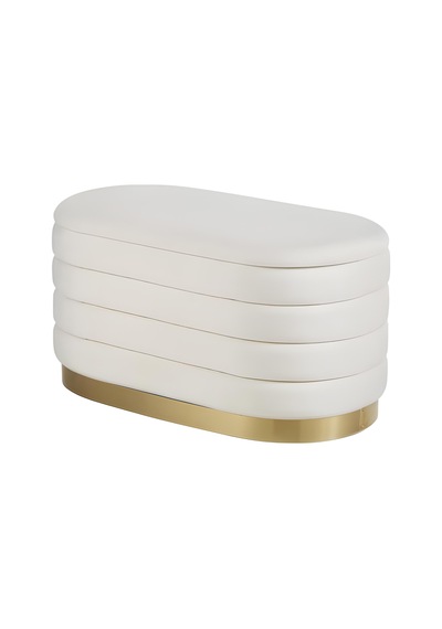 Lungo Long Line Cream Puf- 90cm Gold Kaplama Kapitoneli Luxery Pofuduk Oturma Pufu&Makyaj Puff&Bench