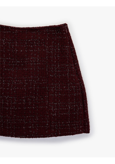 Koton Dar Kesim Mini Tüvit Şort Etek Bordo 6wal70005ıw Bordo