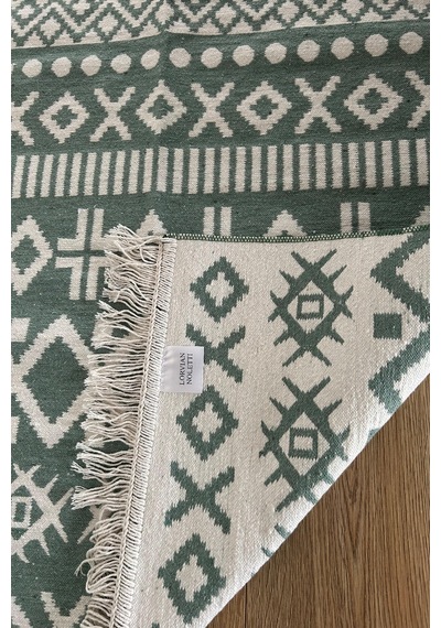 Doğal Tonlarda Modern Desenli Çift Taraflı Yıkanabilir Kilim Renkli