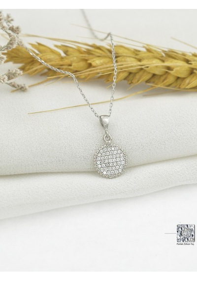 Brezza Lusso Jewelry Timeless Series Zirkon Taşlı Gümüş Parıltılı Küre Kolyesi Gümüş