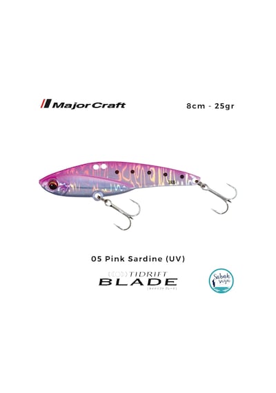 Major Craft Tidrift Blade 8cm 25gr 05 Pink Sardine Uv Vibrasyon Maket Balık