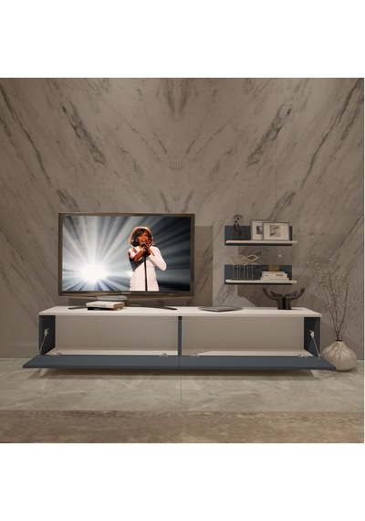 Decoraktiv Eko 4 Mdf Std Retro Tv Ünitesi Tv Sehpası Beyaz - Antrasit