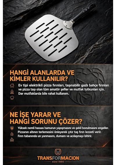 Delikli Pizza Küreği 18/10 Çelik 25x24 Cm Kısa Saplı Ev Tipi Taş Fırın Pizza Pateli 723461 Diğer