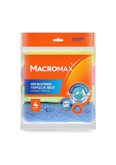 Macromax Mikrofiber Temizlik Bezi 4 Lü Çok Renkli