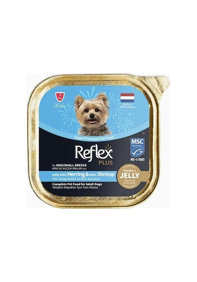 Reflex Plus Jöle İçinde Et Parçacıklı Ringa ve Karidesli Küçük Irk Köpek Maması 85 G