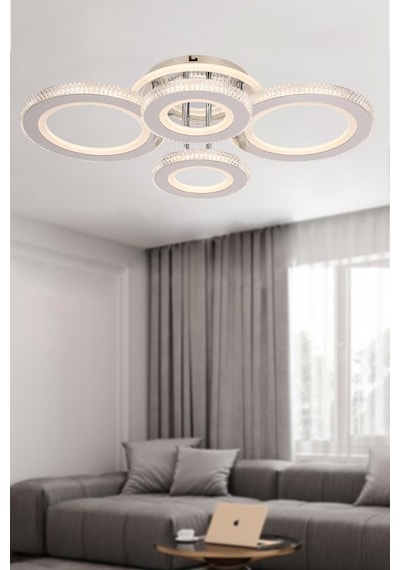 Eray Aydınlatma 2023-4 Krom Dimmer Kumandalı Led Avize Krom
