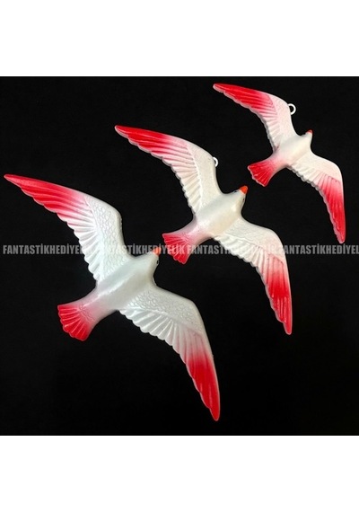 3Lü Martı Kuş Nazar Boncuk Polyester Bahçe Balkon Kapı Duvar Süs (407849847)