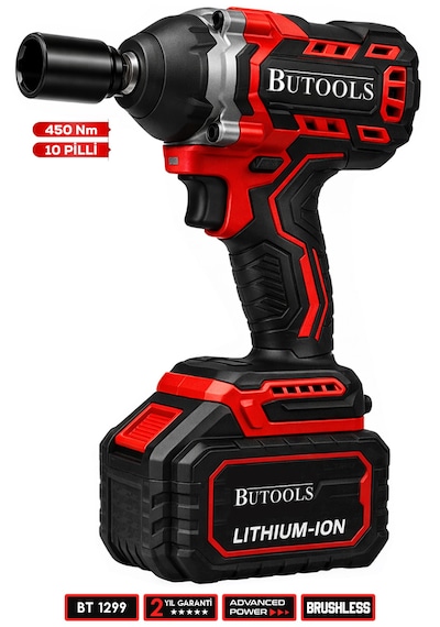 Butools ST-20 450 NM Akülü Somun Bijon Sökme Makinesi Matkap Vidalama Kırmızı