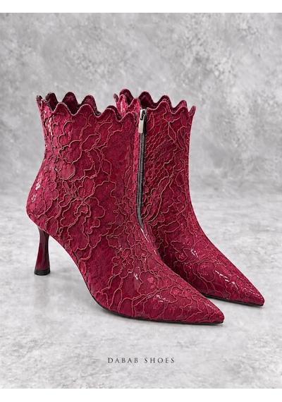 Dabab Shoes Mona Kadın Bordo Dantel İşlemeli Sivri Burun Sıcak Astarlı Fermuarlı 7 Cm İnce Topuklu Bot Bootie Dabab Shoes Mona Kadın Bordo Dantel İşlemeli Sivri Burun Sıcak Astarlı Fermuarlı 7 Cm İnce Topuklu Bot Bootie