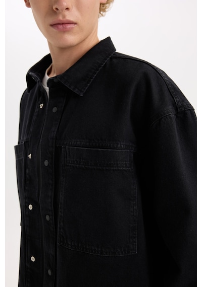 Defacto %100 Pamuk Oversize Geniş Kalıp Jean Uzun Kollu Gömlek Ceket E1059ax25spnm40 Siyah-nm40 Defacto %100 Pamuk Oversize Geniş Kalıp Jean Uzun Kollu Gömlek Ceket E1059ax25spnm40 Siyah-nm40