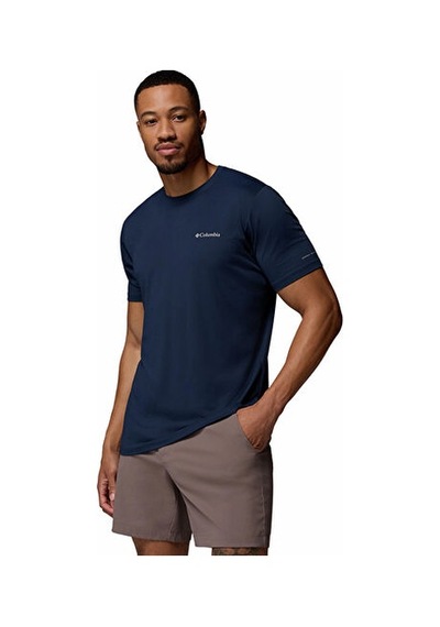 Columbia Tech Trail Utility Ss Crew Erkek Günlük Tişört 2118571465 Lacivert