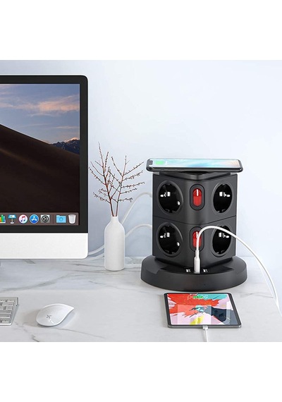 Kablosuz Şarj Destekli 3680w 8'li Kule Priz-wireless Şarj Destekli-1579 1.8 M