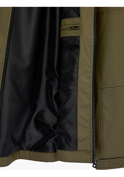 Koton Uzun Kollu Fermuarlı Slim Fit Kapşonlu Yağmurluk Haki 6sam20021hw