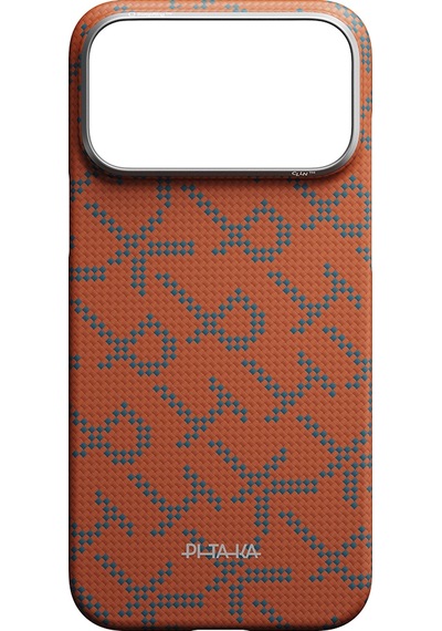Apple Apple iPhone 17 Pro Kılıf M-safe Uyumlu Aramid Fiber Pitaka Tactile Woven Monogram Seri Kapak Mavi-turuncu Mavi - Turuncu