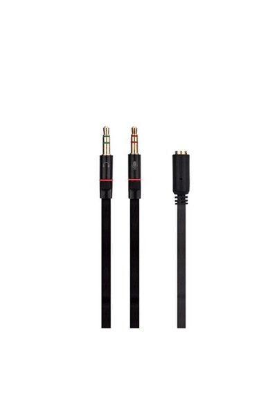 Siyah 3.5mm To Audio + Mic 0.15m Kulaklık Çevirici