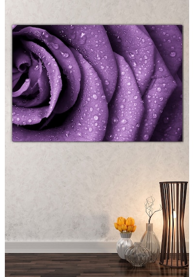 Kırmızı Gül Su Damlacığı Çiçek Dekoratif Kanvas Tablo 120 x 80
