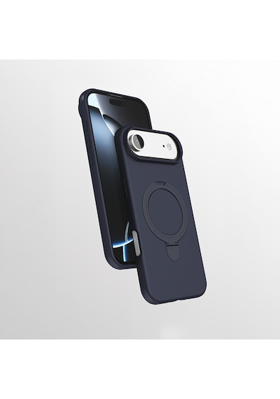 Apple Uyumlu iPhone 17 Air Kılıf M-safe Şarj Özellikli Standlı Zore Samara Kapak Lacivert