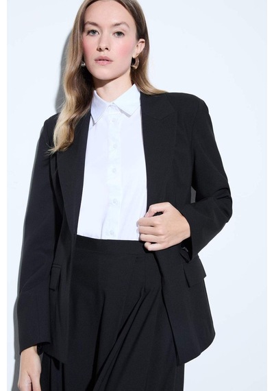 Defacto Regular Fit Ceket Yaka Blazer Ceket G1305ax25aubk27 Siyah