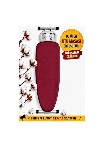 En Çok Tercih Edilen %100 Pamuk Ütü Masası Kılıfı, Yanmaz,yapışmaz,kaymaz,çift Katmanlı,şık Model,gümüş Gri & Bordo Düz Renk Ütü Masası Örtüsü,50x140 Cm Bordo