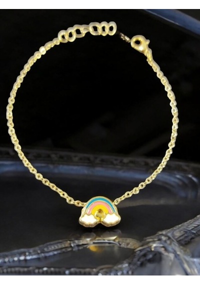 Gold Kadın Bileklik Gökkuşağıt Charm Bileklik 17-20 Cm Gold