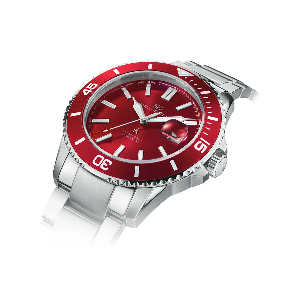 Sea-gull Ocean Serisi 200m Su Geçirmez, Safir Kristal Camlı, Gravürlü Arka Kapaklı 44 Mm Diver Saat Metalik