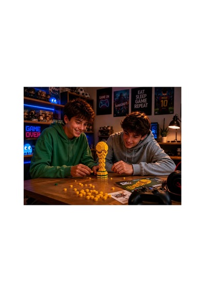 1220 Parça Piksel Blok Dünya Kupası Yapım Seti 3d Futbol Kupası Maketi Yaratıcı İnşa Oyuncağı