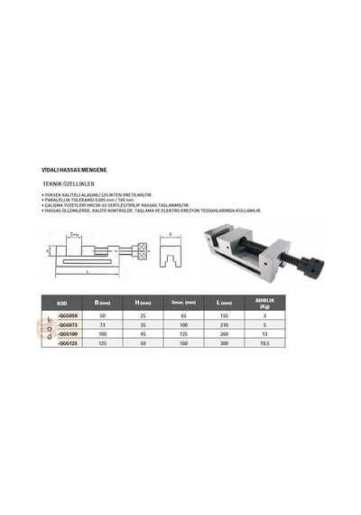 Taşlanmış Hassas Vidalı Cnc Mengenesi-qgg50
